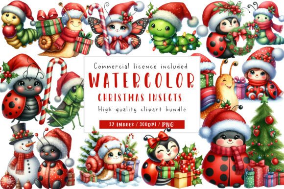 Download Quirky Christmas Insects Clipart - Premium Bundle