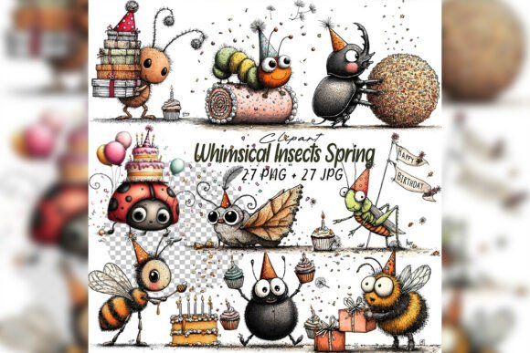 Download Whimsical Insects Clipart Spring Bugs Se - Insects Collection
