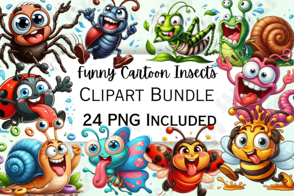 Download Cute Funny Cartoon Insects Clipart - Insects Collection
