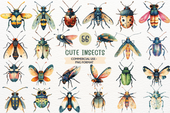 Download Cute Insects PNG Garden Bugs Clipart - Premium Bundle