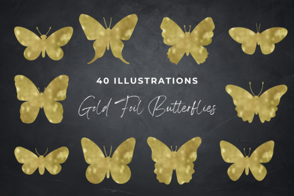 Download Gold Foil Butterfly, Golden Insects - Insects Collection