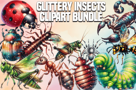 Download Glittery Insects Clipart Bundle - Insects Collection
