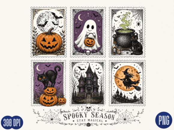 Download Spooky Season Vintage Stamp Collection - Season Collection