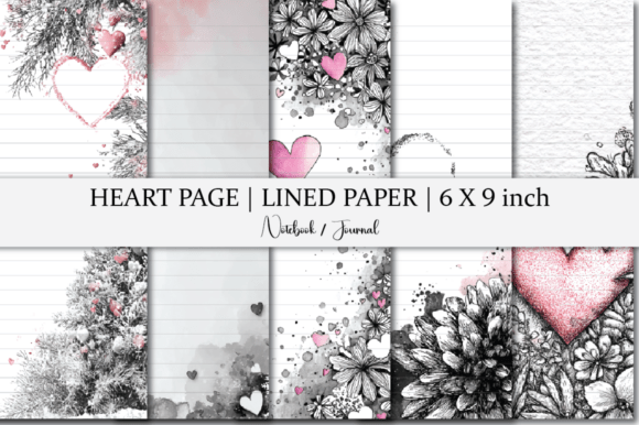 Download Notebook | Lined Paper | Heart Pink Tone - Lined Collection