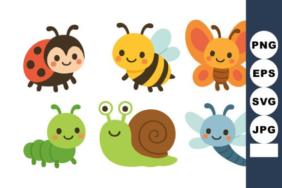 Download Cute Colorful Cartoon Insects and Bugs W - Insects Collection